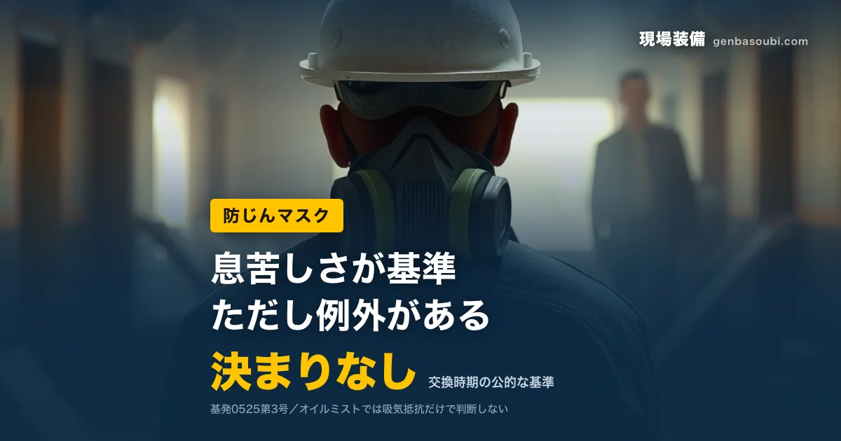 防じんマスク｜決まりなし（交換時期の公的な基準）｜息苦しさが基準、ただし例外がある
