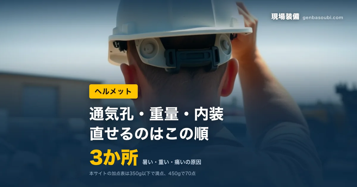 ヘルメット｜3か所（暑い・重い・痛いの原因）｜通気孔・重量・内装、直せるのはこの順